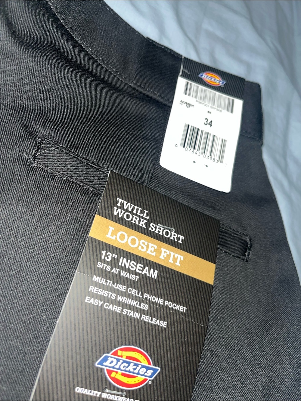 Dickies Black Work Twill Shorts with Tag